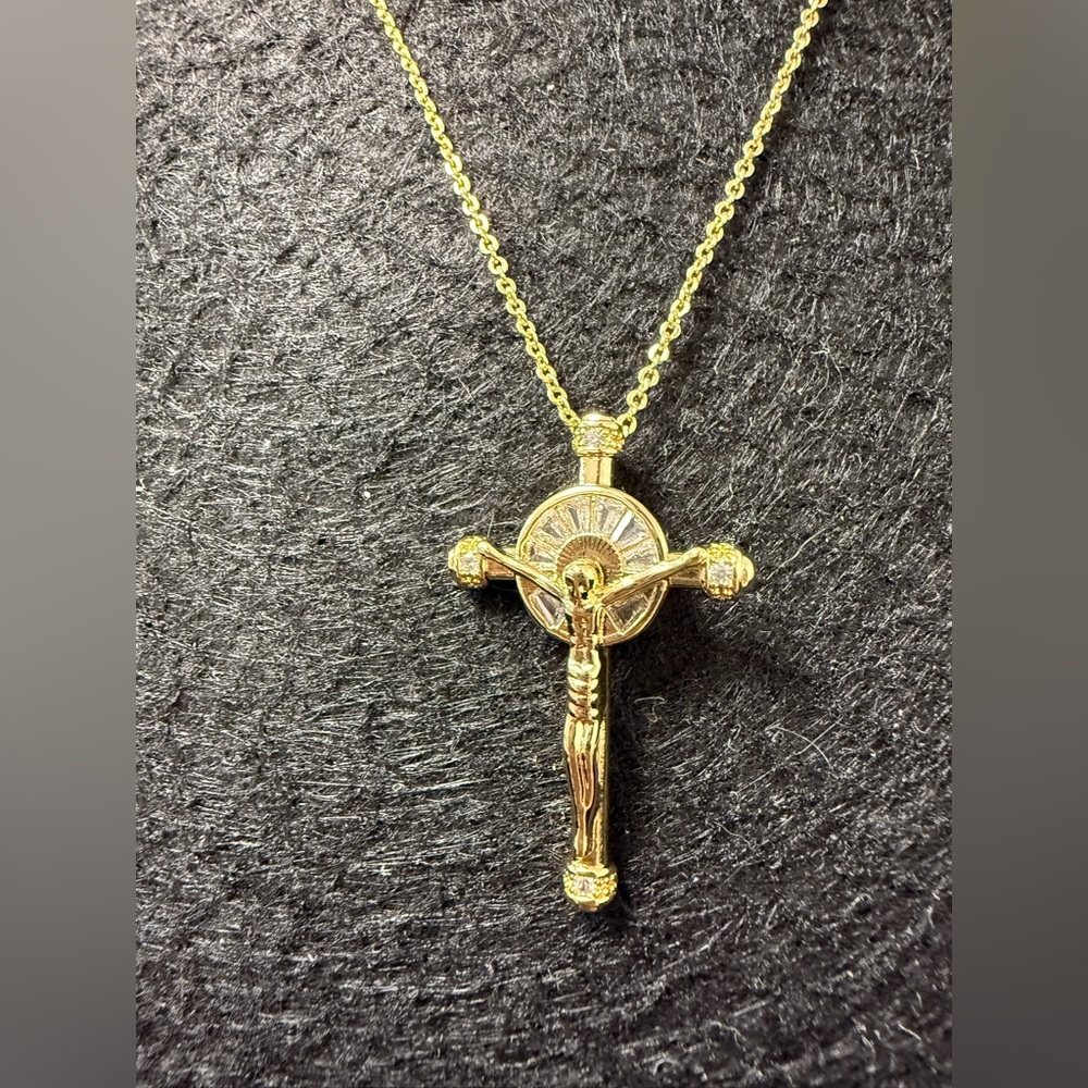 Gold Crucifix Pendant Necklace